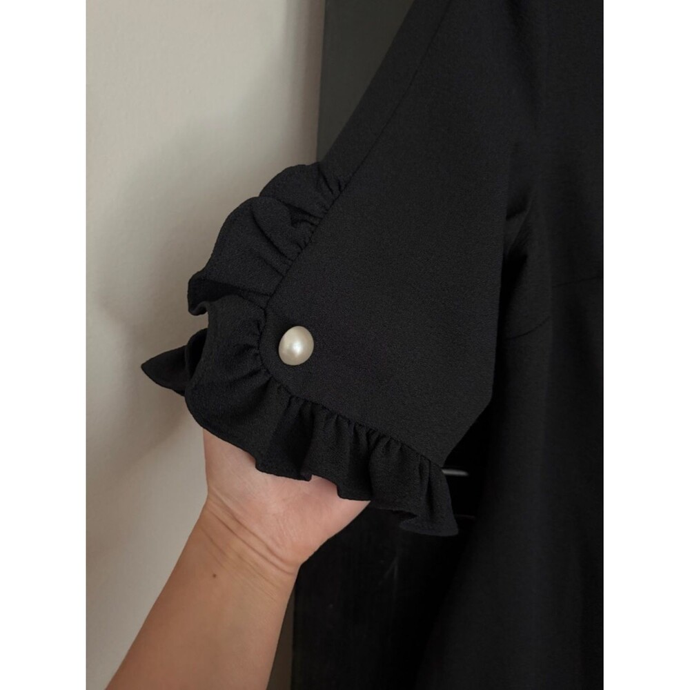 Karl Lagerfeld Paris Black Sheath Dress Pearl Sleeve Size 4 - Picture 7 of 9
